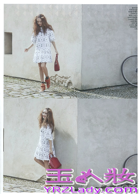 少女时代中的时尚女王Jessica郑秀妍，近日某时尚杂志拍摄了一组秋日旅行画报，在这组画报中Jessica展现俏皮和神秘的气质，俏皮的少女气息让宅男们心动不已，分享Jessica郑秀妍ceci清爽画报写真图片，芭比人偶般的外貌令人难以转移视线。