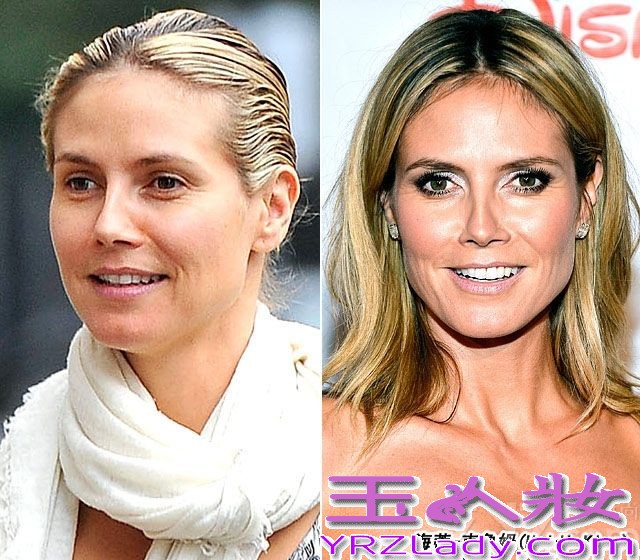 聚光灯下明星们的美丽脸庞总让大家惊叹膜拜，经过化妆师们一双巧手精致打造，再不堪的脸蛋也可以整合成一副完美无暇令人倾倒的容颜。你知道明星卸下厚厚妆容，素面朝天是怎样的吗？七丽图库为大家收集了一些欧美当红女星妆前妆后对比照，看了过后你一定感叹化妆术的无所不能！