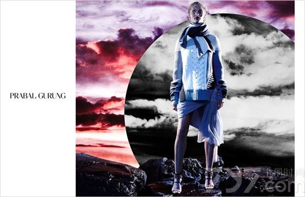 美国时尚品牌Prabal Gurung 2014/15秋冬广告大片近日曝光，由性感名模罗茜·汉丁顿·惠特莉（Rosie Huntington Whiteley）演绎，时尚摄影师Daniel Jackson执镜。罗茜身穿该品牌高贵礼服、奢华皮草等服饰，以岩石和冷月残云为背景，展现出极致的冷艳美！