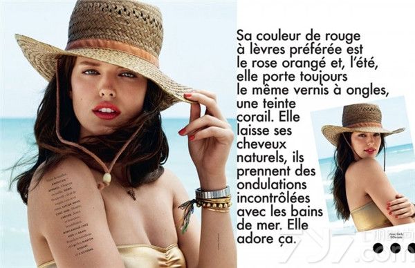 意大利90后嫩模Emily DiDonato登上《ELLE》杂志法国版最新一期封面，身着格纹比基尼外披休闲牛仔上衣，大秀性感诱人身躯。Emily还为杂志拍摄了一组性感休闲时尚大片，青春活力四射！