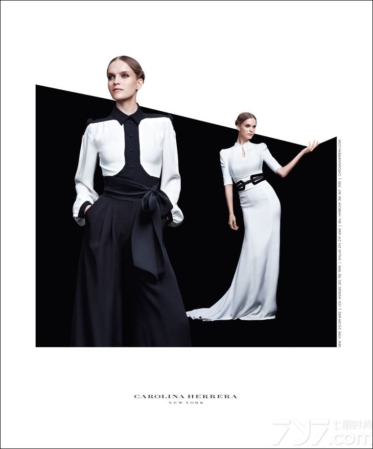 Carolina Herrera 卡罗琳娜·海莱娜发布2013秋冬时尚女装系列广告大片。本次大片由超模Mirte Maas演绎。Carolina Herrera)是和奥斯卡·德拉伦塔(Oscar De La Renta) 、比尔·布拉斯(Bill Blass) 齐名的著名美国纽约时装品牌，带来结合现代摩登时代气息的复古优雅时装。