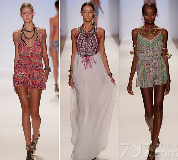 由梅赛德斯-奔驰(Mercedes-Benz) 赞助的2014迈阿密泳装在迈阿密海滩的罗利酒店于7月18日拉开序幕，7月22日顺利闭幕，精彩比基尼SHOW维持整整五天。本赛季泳装动物图案和热带树叶印花栩栩如生，新赛季泳装趋势非常狂野，热辣比基尼款式将模特们火热身姿修饰得更加惹火！