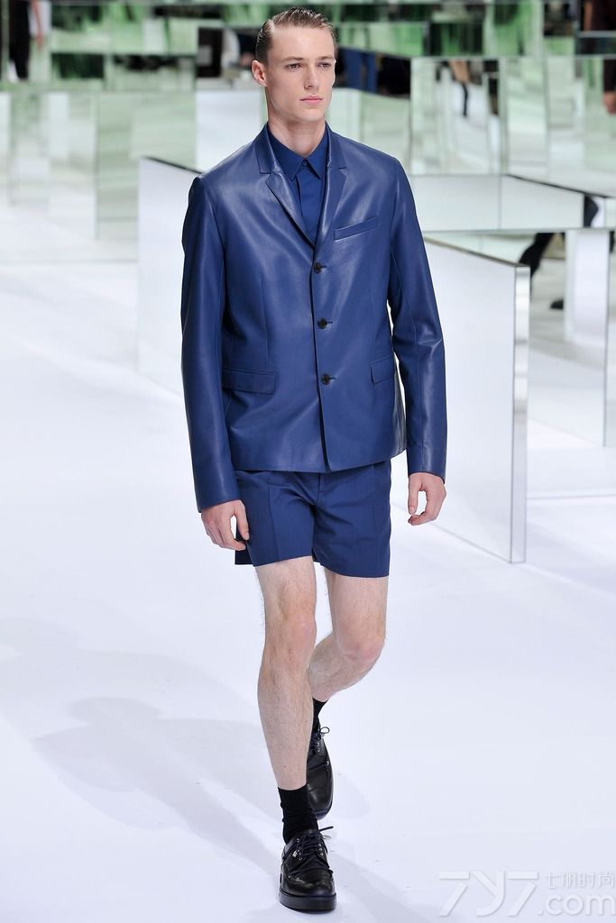 有人就说Dior Homme是男装之中的吸血鬼。的确，吸血鬼式的优雅浪漫，不可湮没的个性独然，以及脱离尘世的超然正是Dior Homme的特质。Dior Homme（迪奥·桀骜）于当地时间6月29日，巴黎男装周发布2014春夏系列男装。本季秀场上布满了镜子组成的迷宫，本季的服装从衬衫、马甲到短裤、再到风衣包罗万象，深蓝和酒红两个主色调贯穿全场。精致的三件套，或是背心与短打的正装组合，再与酒红或藏青的混搭，材质与剪裁的匠心设计，让这场Dior Homme变得有趣起来。