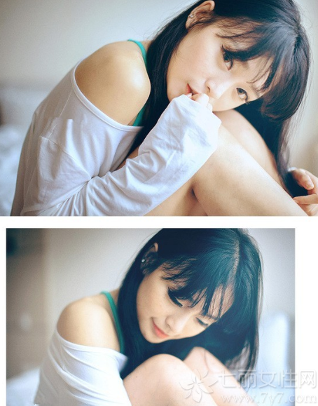 放电大眼的性感美女，在室内拍摄的妩媚慵懒性感写真，光是大眼就能电晕众多男性，不经意的小露香肩展示出另类的性感诱人气息，白皙诱人的肌肤，让整个画面显得更有诱惑力，分享一组大眼美女性感私房写真，看慵懒的妩媚画面太诱惑人心。