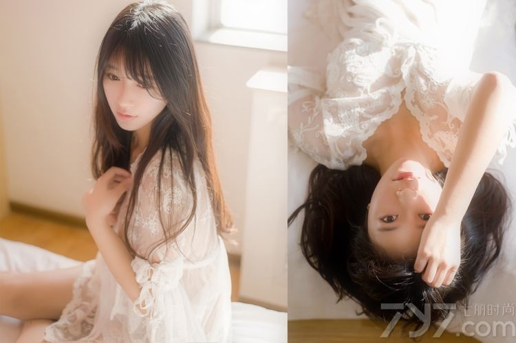 清纯的素颜美女穿上白色蕾丝透视睡衣，让人既感受到了清纯又感受到了性感，在阳光下隐隐露出的美好曲线拨动宅男们的心弦，分享一组氧气美女蕾丝透视睡衣写真，朦胧性感却兼具清纯的美，十分的诱惑。