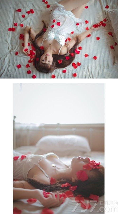 唯美的花瓣不仅让人感受到冬日早晨的温暖，身穿透视吊带睡衣的90后清纯美女显得很迷离，还没睡醒的模样甚是可爱，蓬松凌乱的发丝展现出娇小稚嫩的她。下面一起来看看90后清纯美女性感身躯图片，朦胧清晨与花瓣共舞，美得让人窒息！