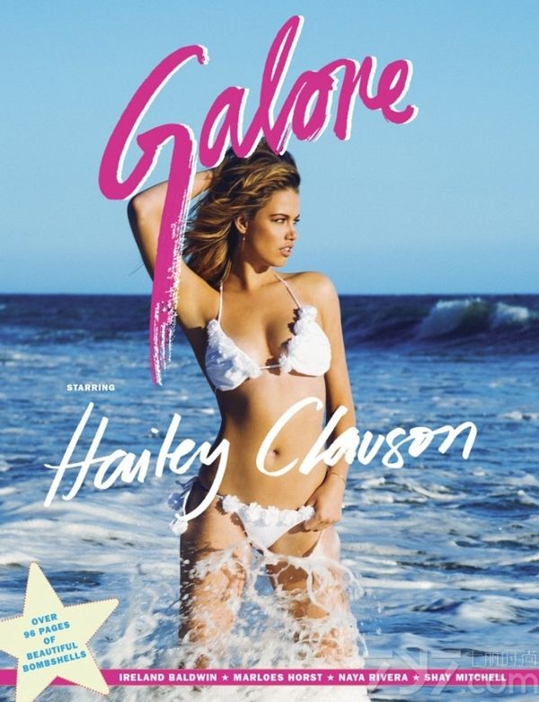 美国超模金发美女哈利·克劳森（Hailey Clauson）身穿性感蕾丝花边比基尼登《Galore》杂志，大秀傲人S曲线，八字奶诱惑撩人！