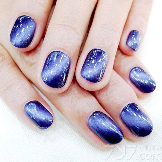猫眼胶美甲图片,紫色猫眼胶美甲图片,蓝色猫眼胶美甲图片