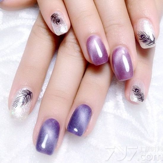 猫眼胶美甲图片,紫色猫眼胶美甲图片,蓝色猫眼胶美甲图片