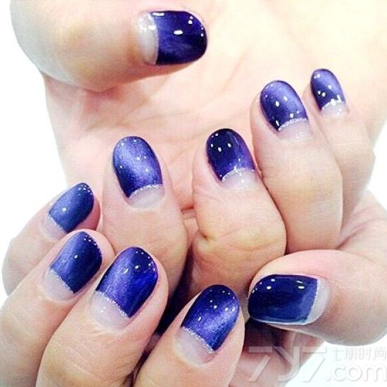 猫眼胶美甲图片,紫色猫眼胶美甲图片,蓝色猫眼胶美甲图片